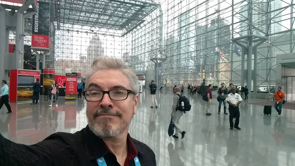 Selfie pic of  PPC Expert Witness, Chris Silver Smith, at New York's Javits Center, where he spoke at the SMX East Conference.