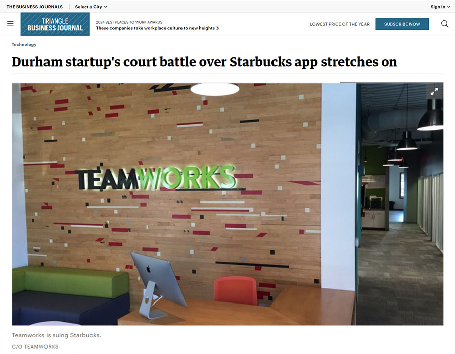 Teamworks vs. Starbucks trademark infringement lawsuit