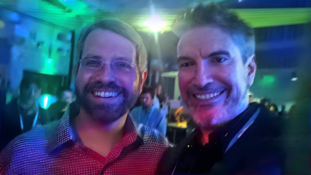 Google Ads Expert, Chris Silver Smith (right) and Matt Cutts (left), former Google Distinguished Engineer and Head of Google's Webspam Team, circa 2010. Photo taken at Googledance, a party Google used to throw for search engine marketers attending a Silicon Valley conference, Search Marketing Expo (SMX).
